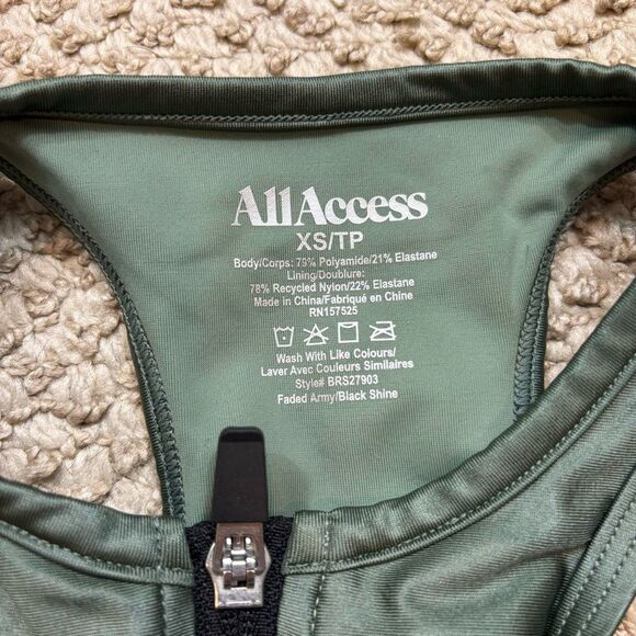 Ladies All Access Shimmer Zipper Front Sports Bra Green Size XS - Picture 7 of 9